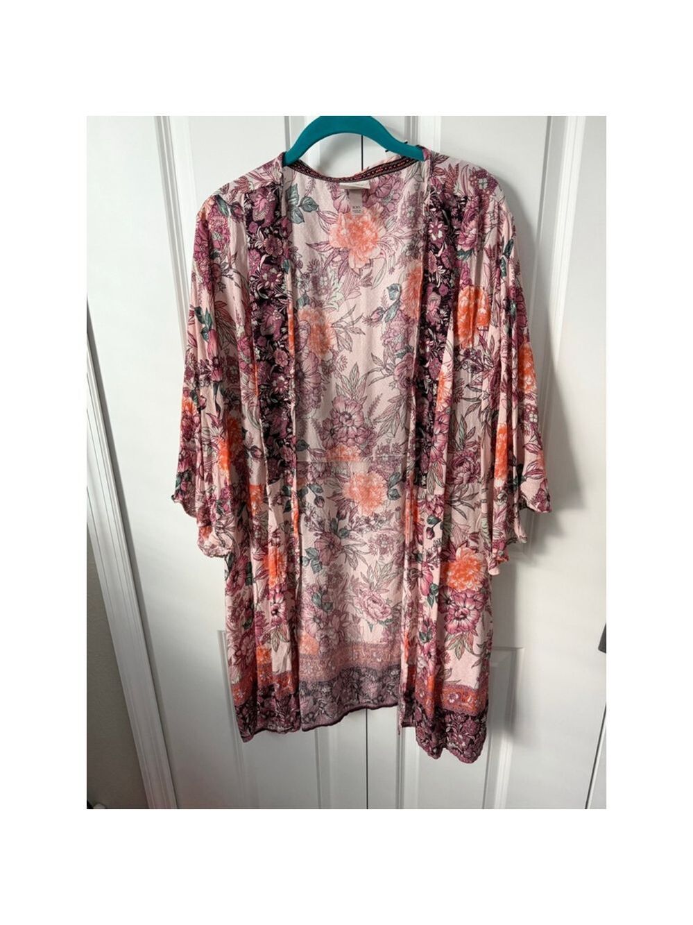Knox Rose Pink Floral Kimono Plus Size XXL